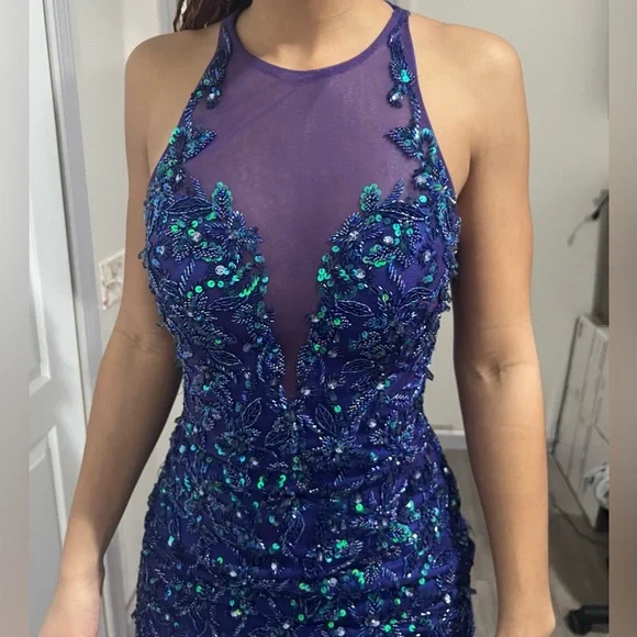 chinese dress ladies Jovani JVN07398 Size 6 Navy Lace Mermaid Prom Dress Formal Pageant Gown